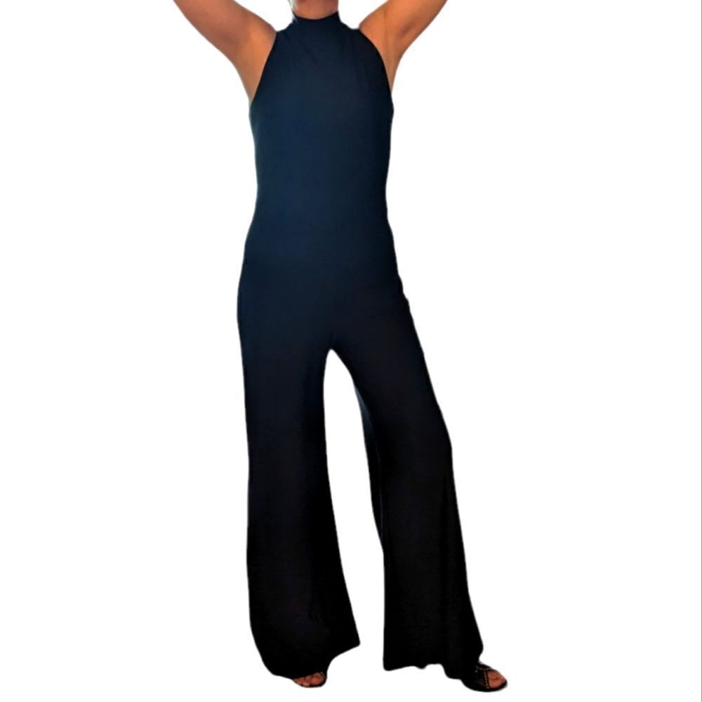 70s‎ 80s Vintage black women's jumpsuit size large nylon